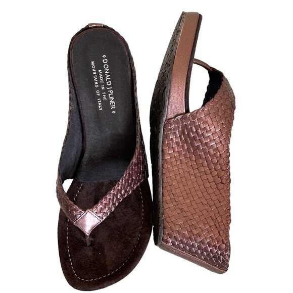 Donald J Pliner Metallic Weave Platform Sandals in Copper - Sz 10 w/Box - Picture 1 of 5